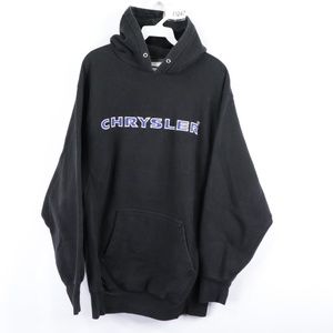 Vtg Chrysler Mens Medium Hooded Sweatshirt Black